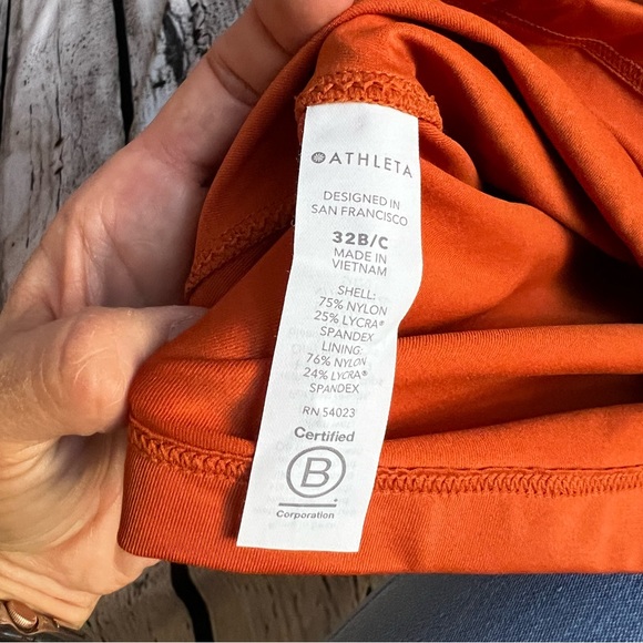 NWT ATHLETA Entwined Bra Cup Tankini Top, Palomino Rust orange Active top, 32B/C - Picture 10 of 13
